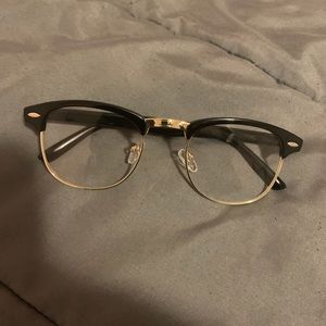 Black and gold frame clear glasses